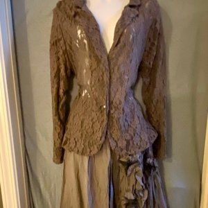 Grey Lace Jacket, & Smoke Lace Skirt, NWT